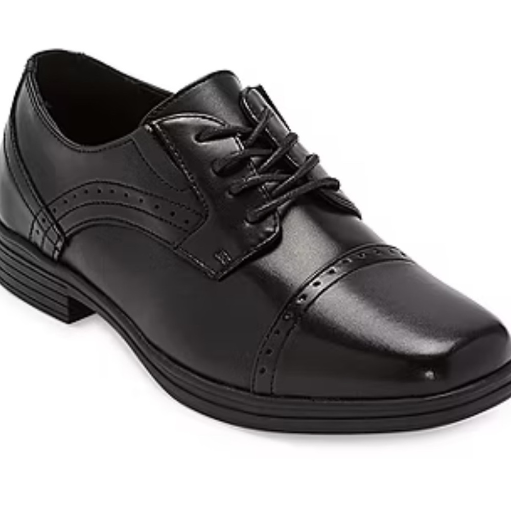 Stafford Black Oxford Dress Shoes Polished Leather Little Boys Size 2